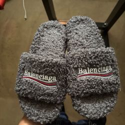 Balenciaga fur slides