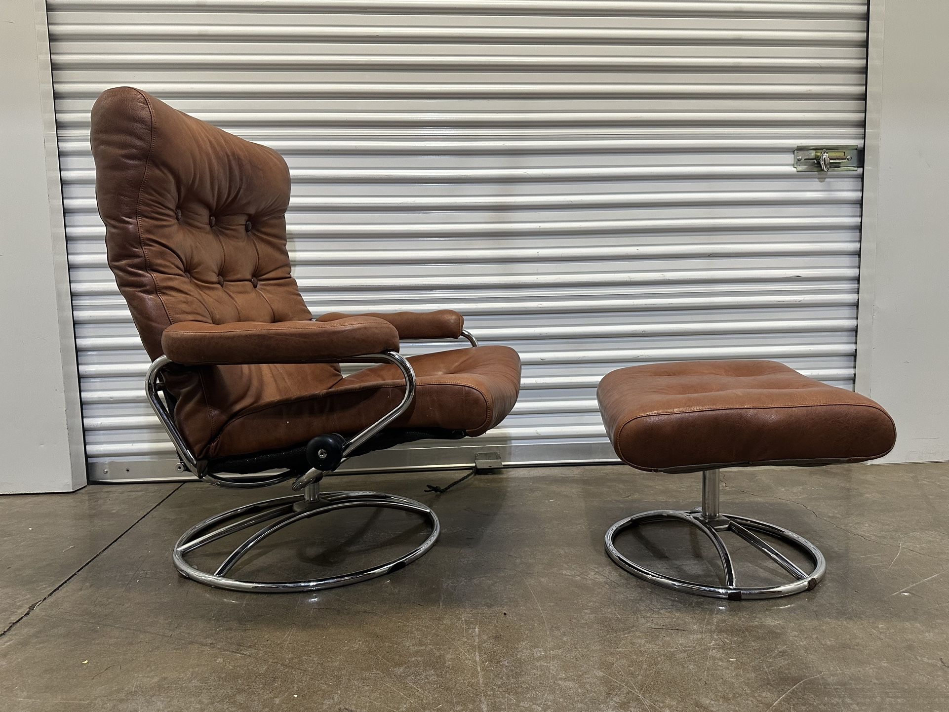 Antique Ekornes Leather Chair 