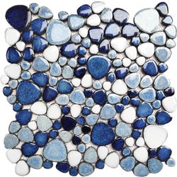 Parrotile Blue Shower Floor Pebbles Tile Bathroom Mosaic Backsplash Wall Tiles (5 Sheets)