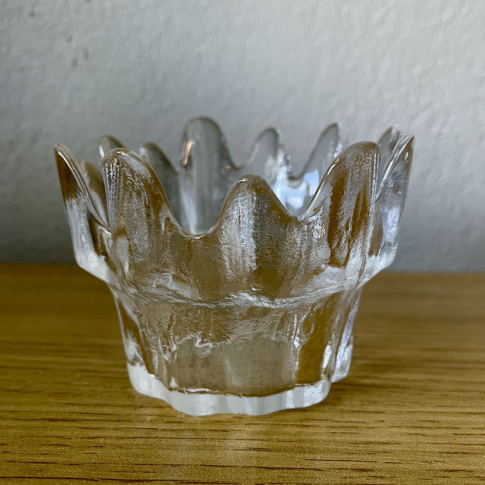 Vintage Skruf Sweden Lead Crystal Glass Icicles Tea Light Votive Candle Holder