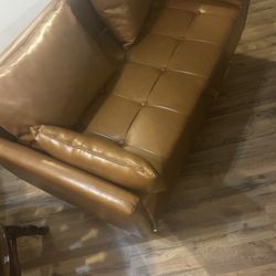 Faux Leather Small Couch W/ Storage