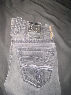Rock Revival Jeans Black w/ Orange stitching