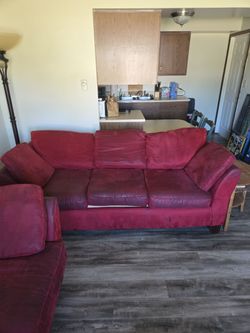 Large Red Couch Set For Sale