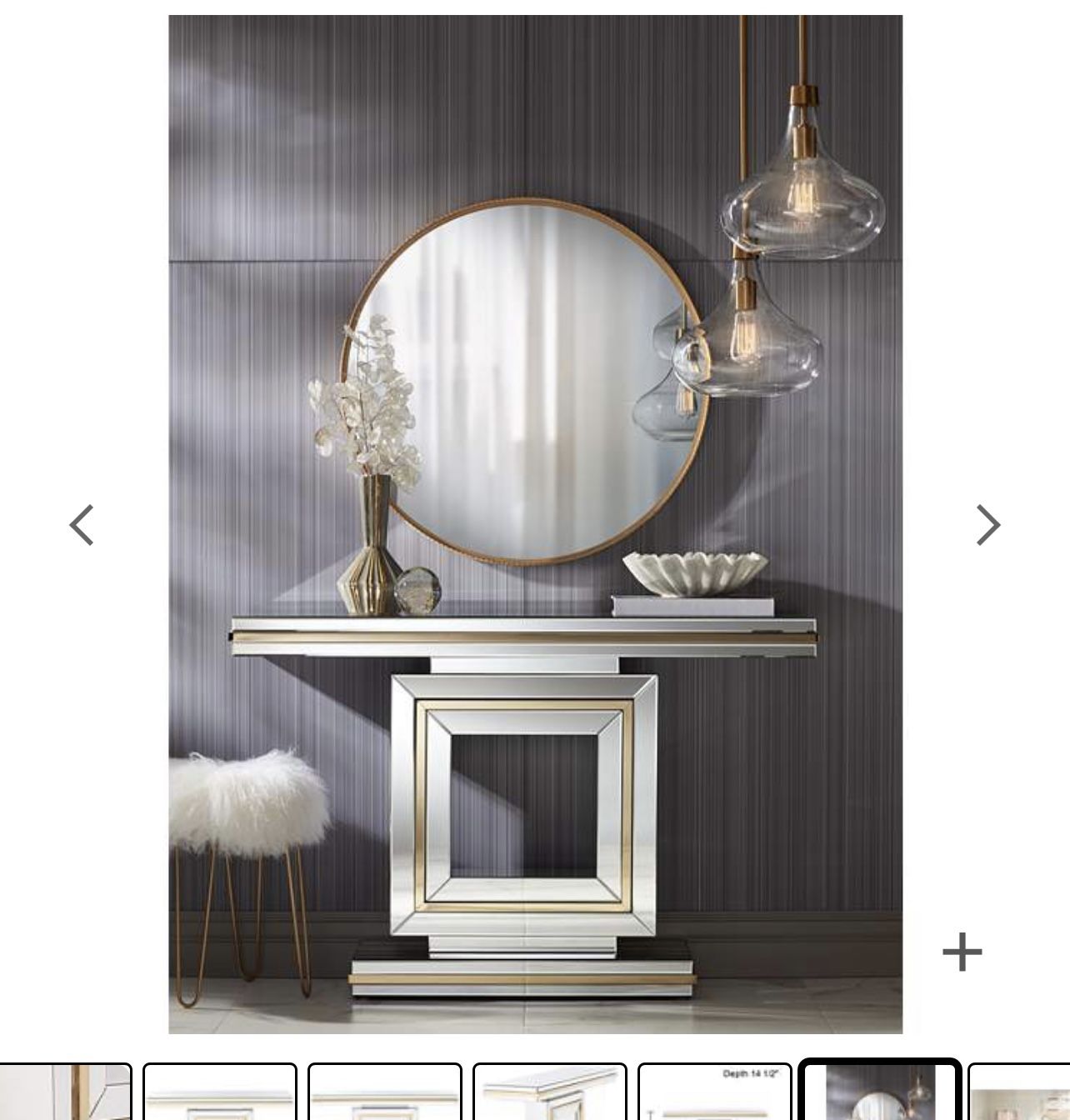 Lamps plus Laila 48" Wide Gold-Trimmed Mirrored Console Table