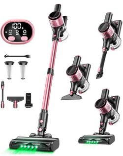 VICEASE Cordless Vacuum Cleaner, 8 in 1 Powerful Suction Lightweight Vacuum, Pink