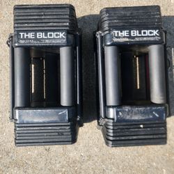 Pair Of 45lb Adjustable Powerblock Dumbbells