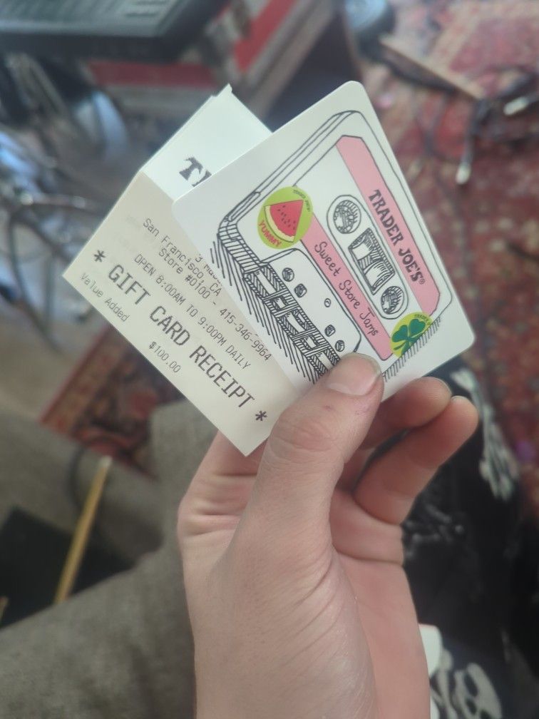 Trader Joe's $100 Gift Card W Receipt