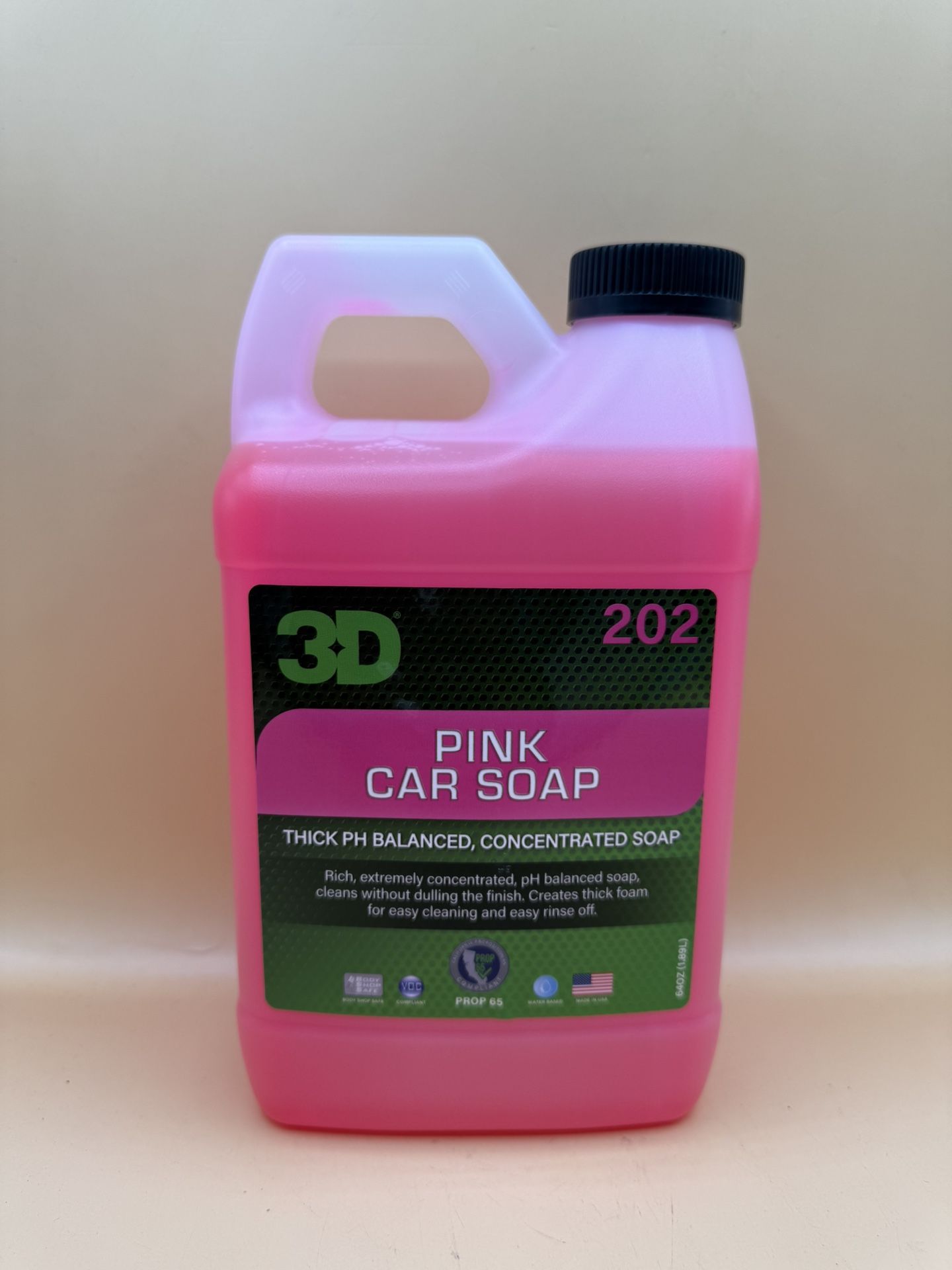 3D Pink Car Wash Soap pH Balanced, Easy Rinse, Scratch Free Ceramic Coating Safe