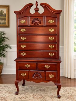 Cherry Wood Queen Anne Highboy Chest