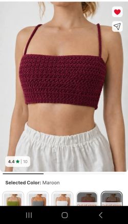 Maroon Crochet Bandeau Crop Top