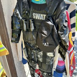 Swat Team Costume With Hat, Dagger And Binoculars 