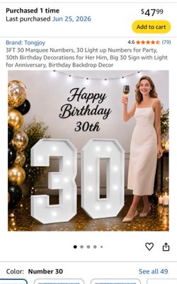 Light up number 30 for birthday