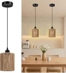Rattan Pendant Lights, 2 Pack