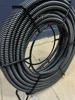 Drain Cleaning Cable 75ft x 1/2 inch Solid Core Cable Sewer Cable, Drain Auger Cable Cleaner, Snake Clog Pipe Drain Cleaning Cable W/Four Shapes of Cu