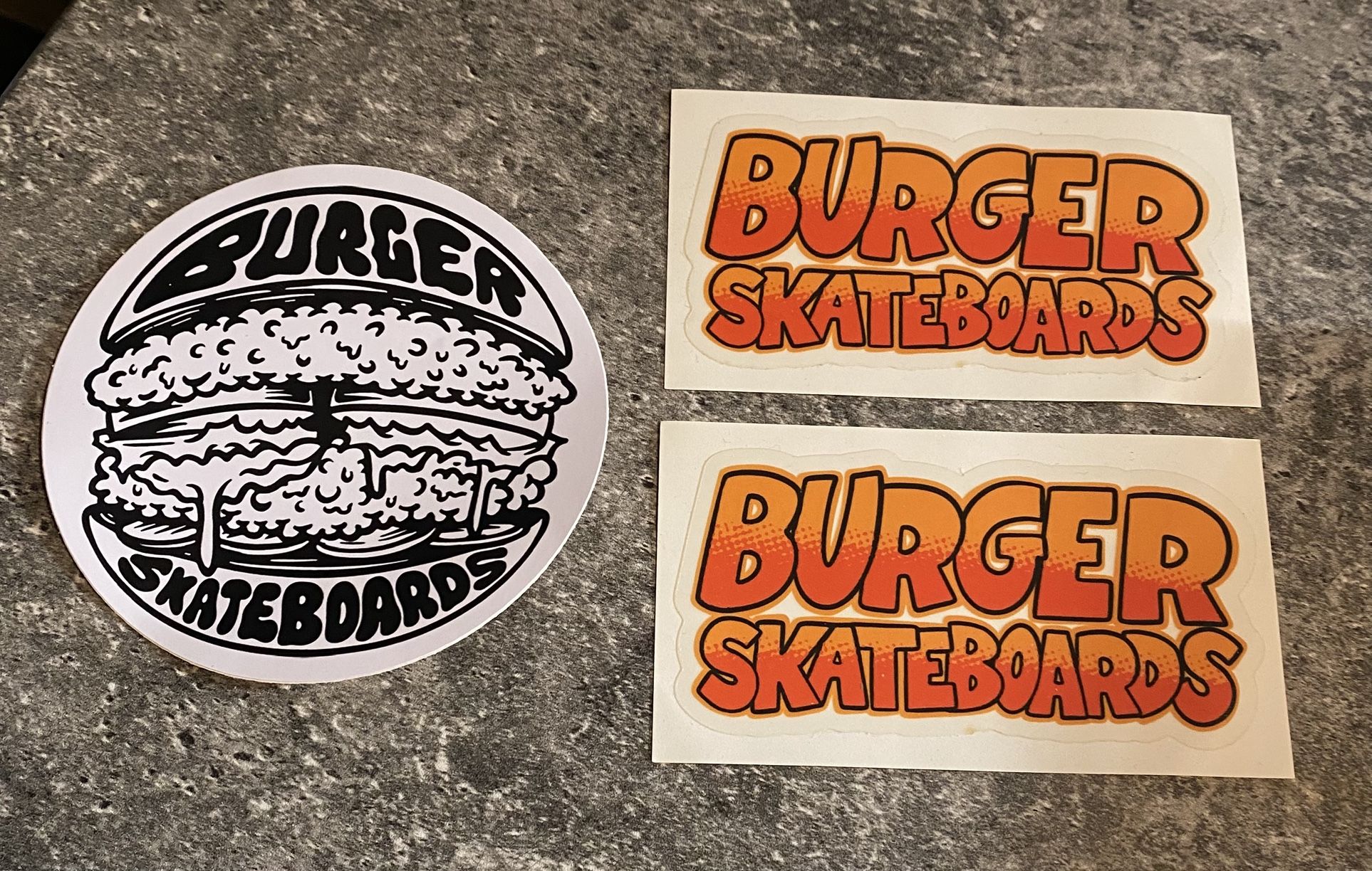 Lot of3 Burger Board Skateboard Die Cut Vinyl Stickers Board, Laptop, Car.