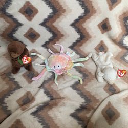 Set of 3 Ty Original Beanie Babies – Goochy, Seaweed & Fleece – Pre-Owned