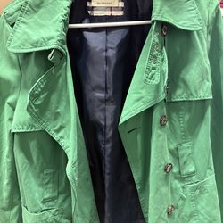 Authentic Vintage Burberry Green Double-Breasted Trench Coat