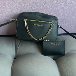Michael Kors Black Cross Body With Gold Hardware