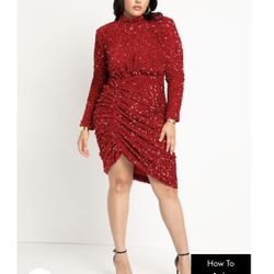 Plus Size Red Sequins Dress