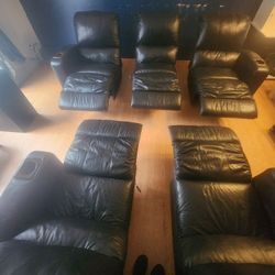 Black Leather Recling Sectional Pieces