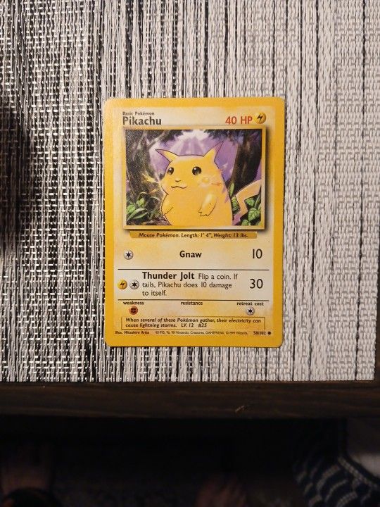 Original Base Set 1999 Yellow Cheek Pikachu 58/102