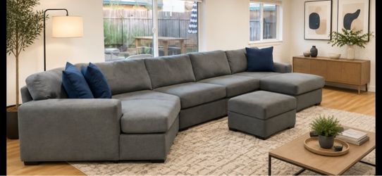 Double Chaise Sectional Couch with Ottoman