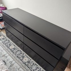 IKEA MALM 6-Drawer Dresser - Black-Brown - UPGRADED Soft-Close Drawers