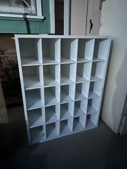 White Wood Cubby Shelf Unit 25 Compartments