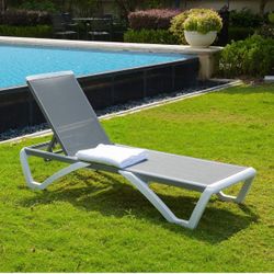 Domi Outdoor Chaise Lounge, Adjustable Aluminum Patio Lounge