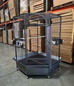 XL Parrot Escape Jumbo Corner Bird Aviary Cage H73" Macaws Parrot Cockatiels
