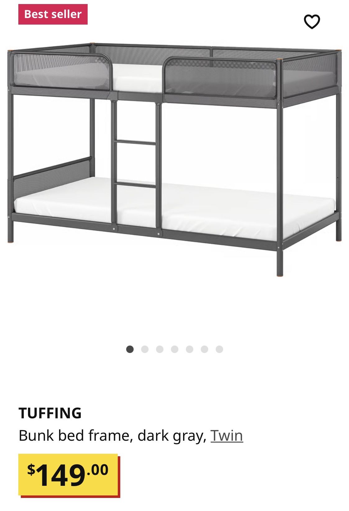 IKEA DARK GRAY BUNK BED FOR CHILDREN