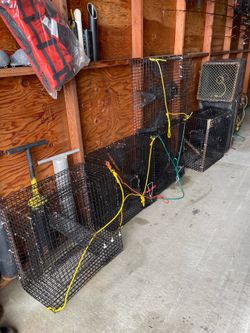 Shrimp pots with lines and bouys