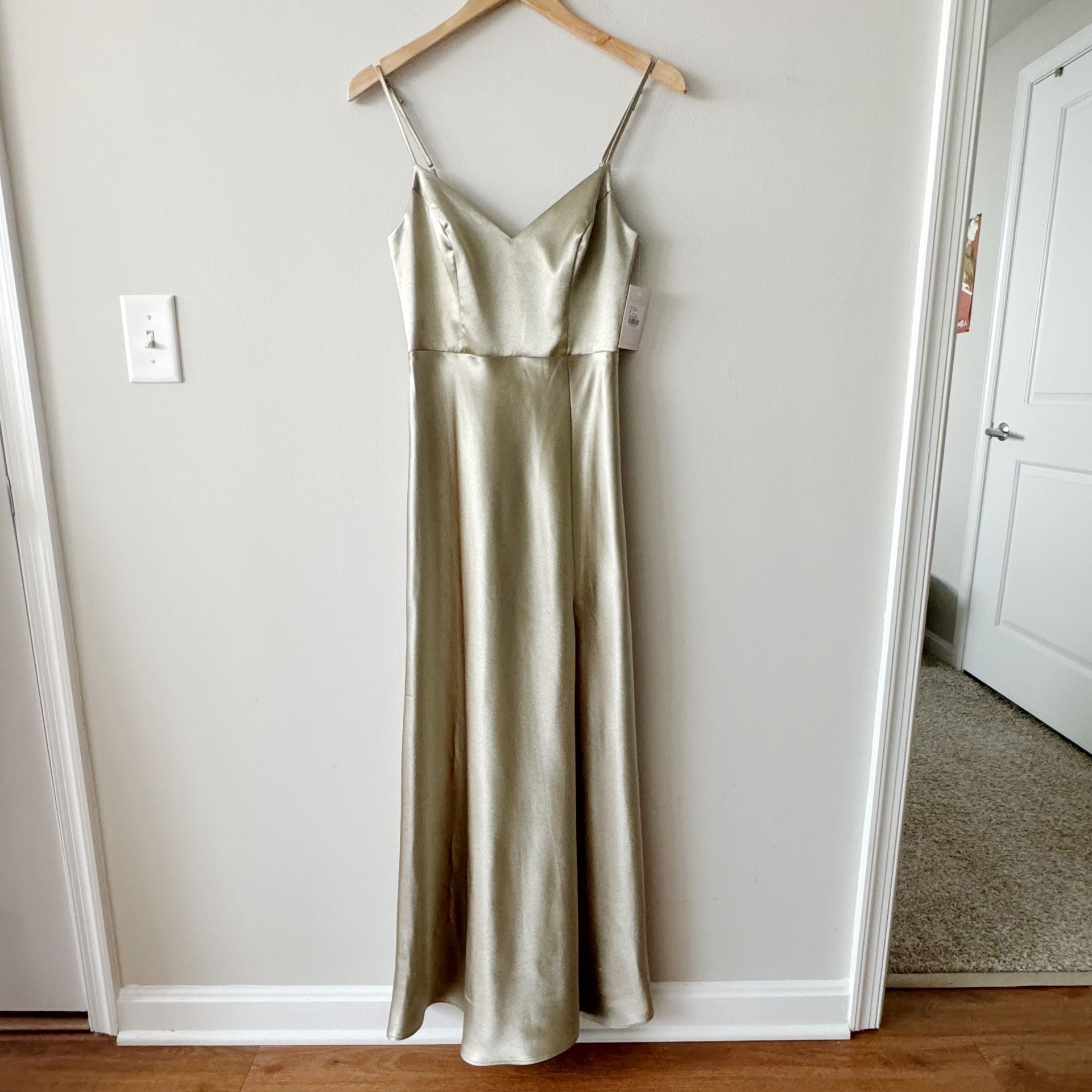 birdy grey satin dress Sage Bridesmaid Dress Matte Satin Size 2XL