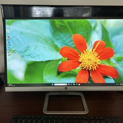 23" SUPER THIN HP MONITOR HDMI VGA WITH AC ADAPTER AND CABLES