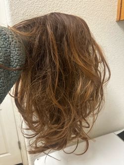 Light brown wig with highlights