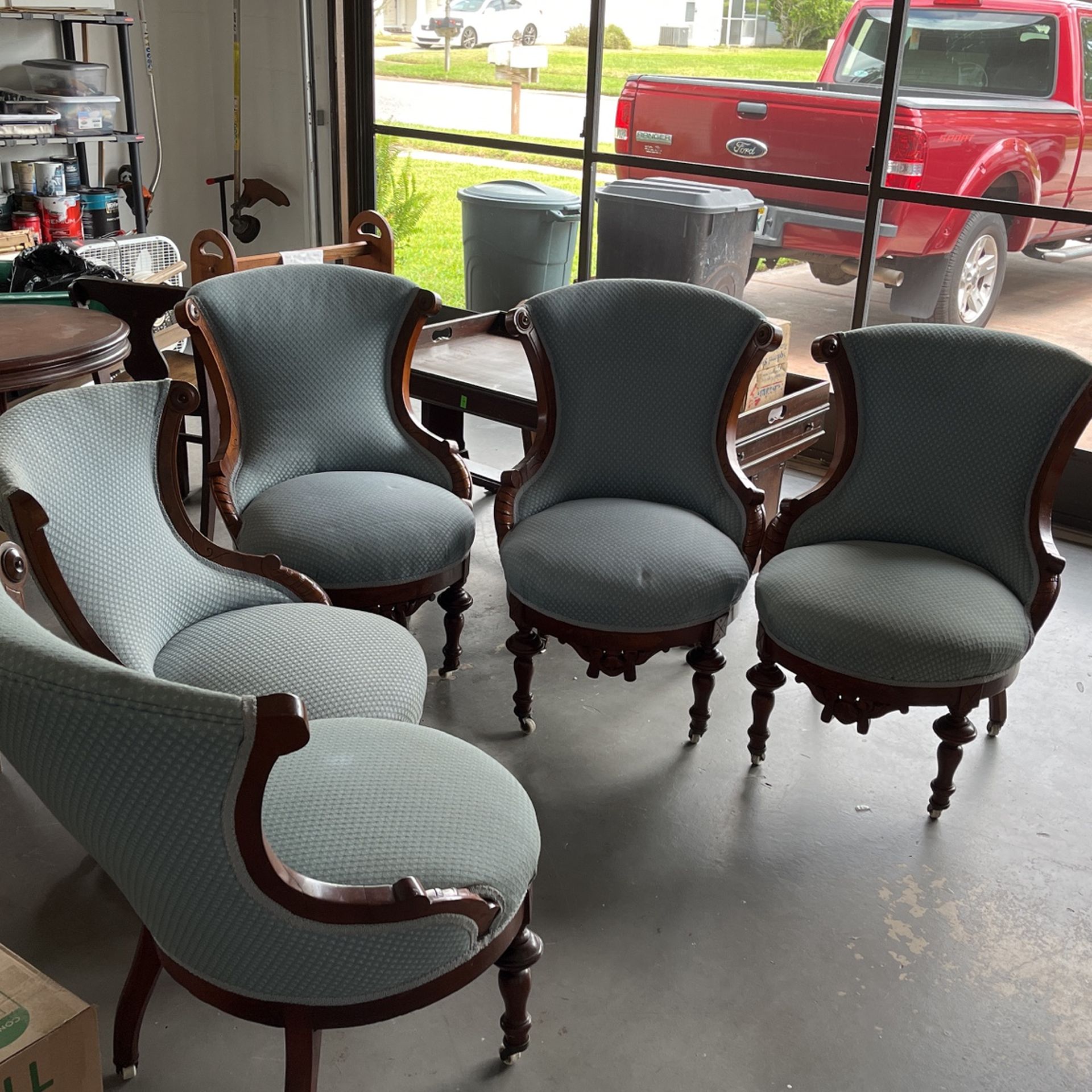 Must go! Reduced to $100 dollars each or all five $400.  Mid To Late 1800S, Five Piece Parlor Set