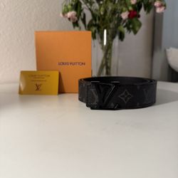 Black Louis Vuitton Belt With Black LV Buckle Size 44
