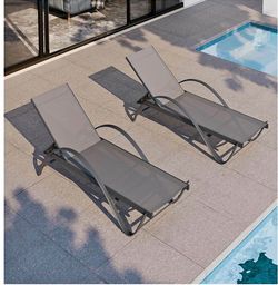 Patio Chaise Lounge Set of 2, Pool Chaise Lounge with Arm,Outdoor Lounge Chair with 5 Adjustable Bac