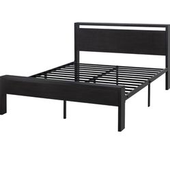 Black Queen Size Bedframe and Mattress 
