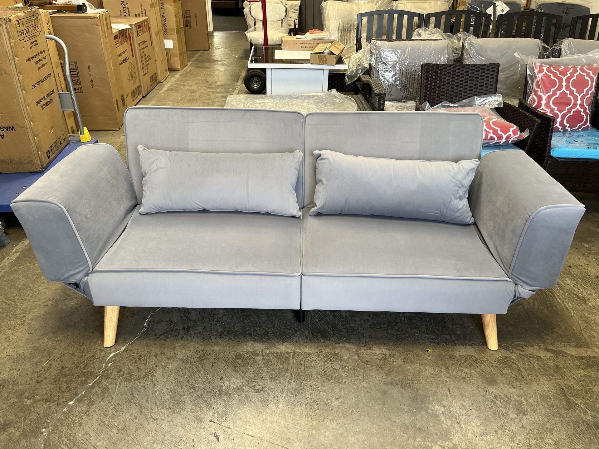 Brand New 72.8'' Futon Sofa Bed with Adjustable Armrests and Recliner Function