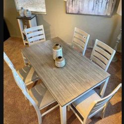 Natural Color Dining Table And 6 Chairs Kitchen Set | Dining Room Set 💥 Brand New 🌟 Delivery Available 👍
