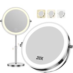💡 LED Vanity Mirror 20X Magnification ✨ | 📍 Pickup: S. Durango & 215 near IKEA  Brand new rechargeable LED makeup mirror with 1X / 20X magnification