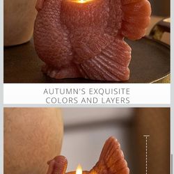 Luminara Turkey Flickering LED Candle (5.25" x 6"), Timer Function, Real Unscented Flameless Wax, Chalky Finish, Caramel Café, Fall Harvest Decoration