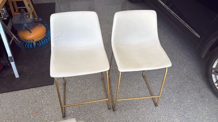 Set of 2 counter-height barstools white/gold
