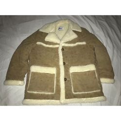 Vintage Georgia Pacific Trucker's Leather & Sherpa Jacket Large Wiman USA