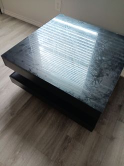 Square living room table, led
