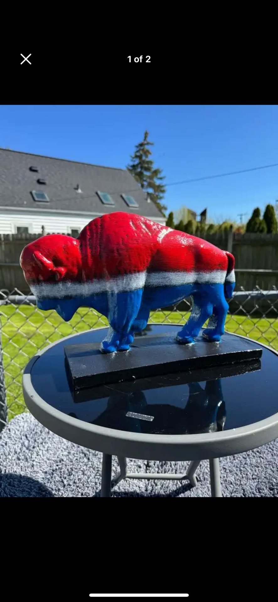 The Red White And Blue Buffalo Statue