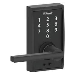 Century Matte Black Touch Keyless Touchscreen Door Lock with Latitude Handle