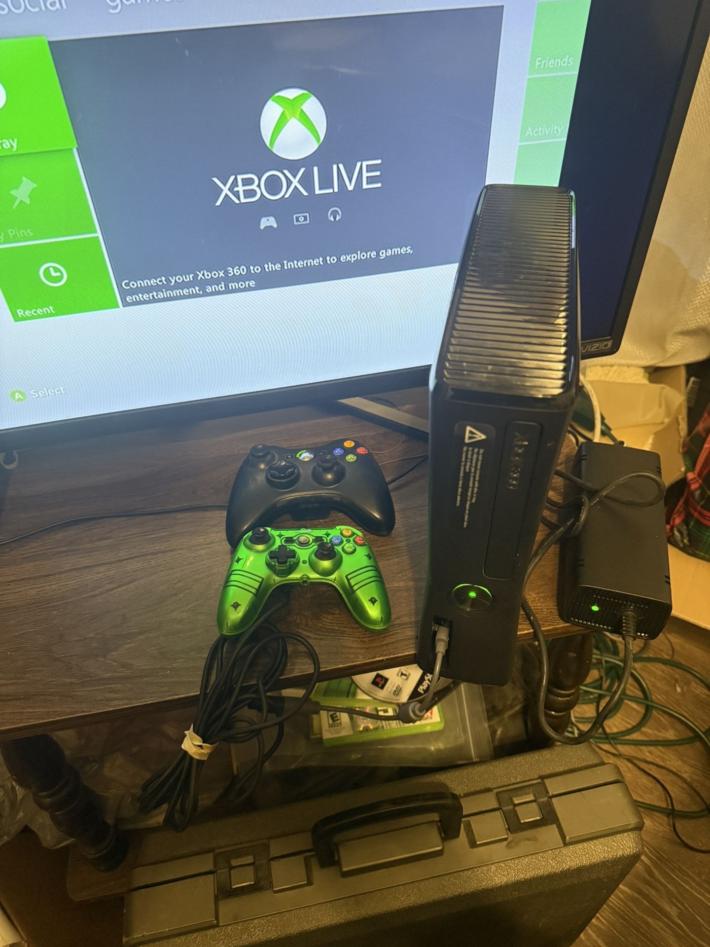Xbox 360 S console with 2 controllers & 320 gb hd, $120, 1 wired & 1 wireless controller pickup Inman SC or can ship I sale games $5-$10 each over 300