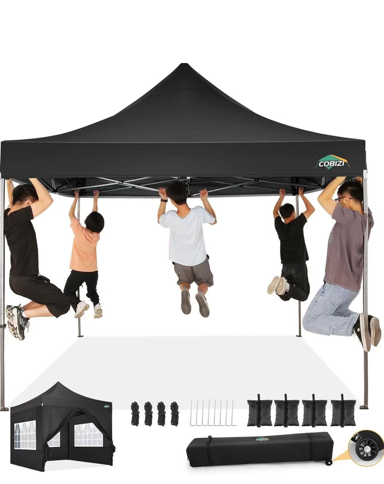 COBIZI 10x10 Pop Up Canopy Tent with 4 sidewalls Commercial Heavy Duty Canopy UPF 50+ All Weather Waterproof Outdoor Canopy Wedding Tents for Parties 